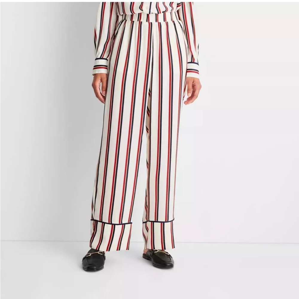 Future Collective Women's Striped Straight Leg Satin Pajama Pant - Size XXL